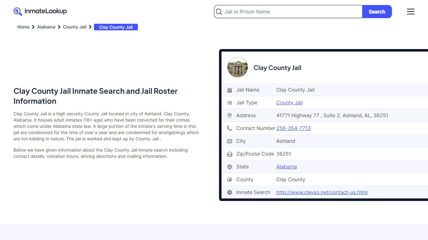 Clay County Jail Inmate Search and Jail Roster Information - Inmate Lookup